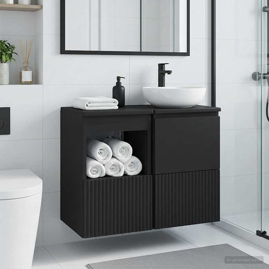 Bathroom Cabinet Black 30 x 44.5 x 50 cm Engineered Wood