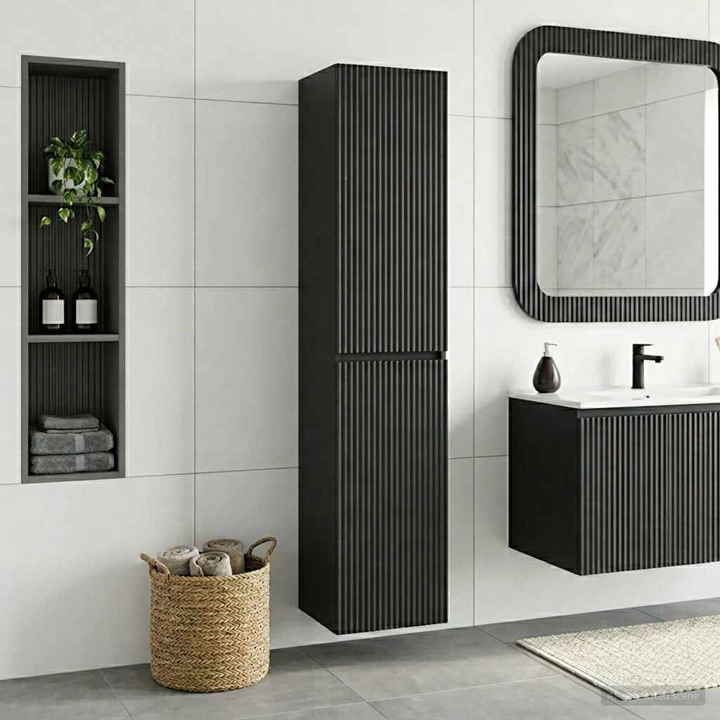 Wall-mounted Bathroom Cabinet Black 33 x 34.5 x 160 cm