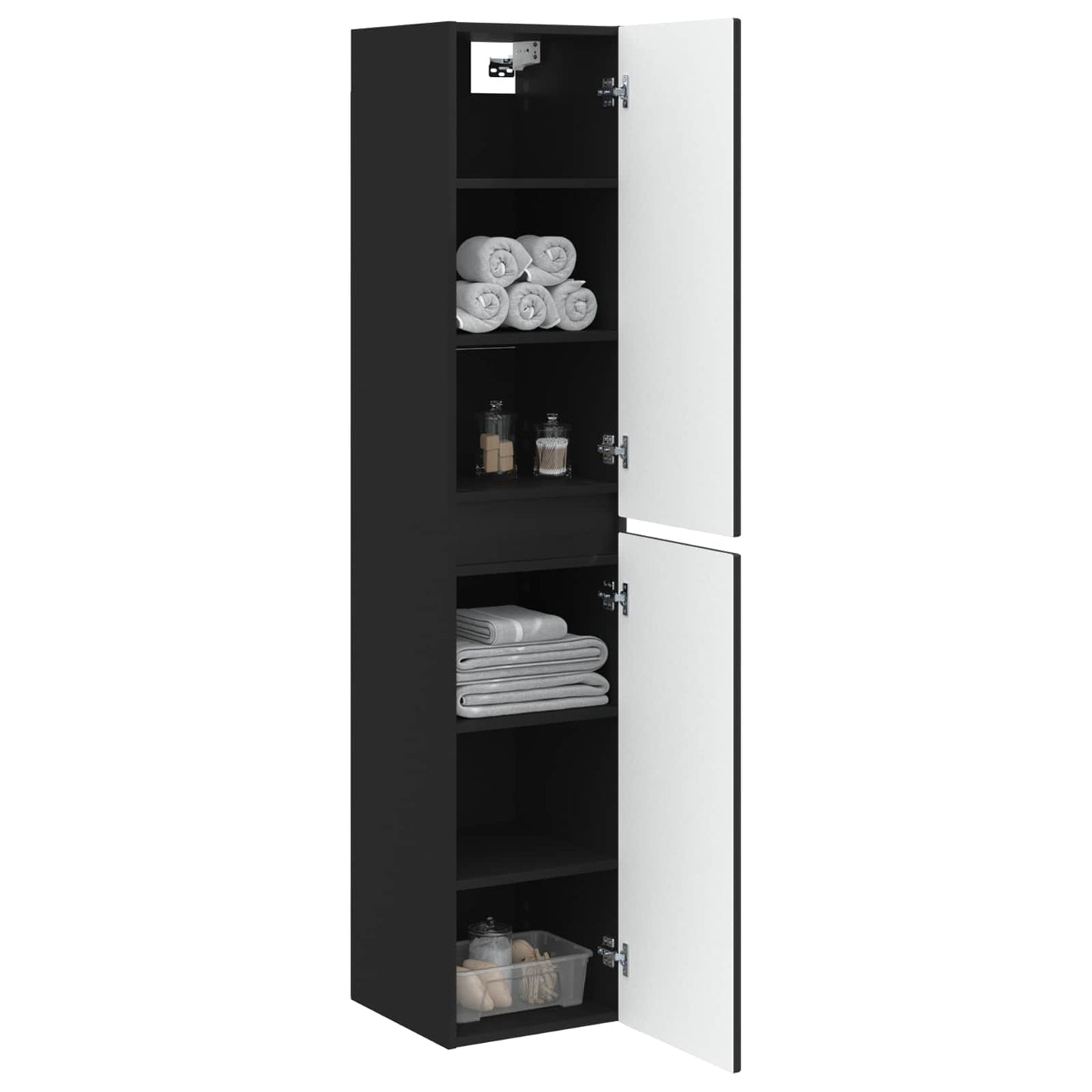 Wall-mounted Bathroom Cabinet Black 33 x 34.5 x 160 cm