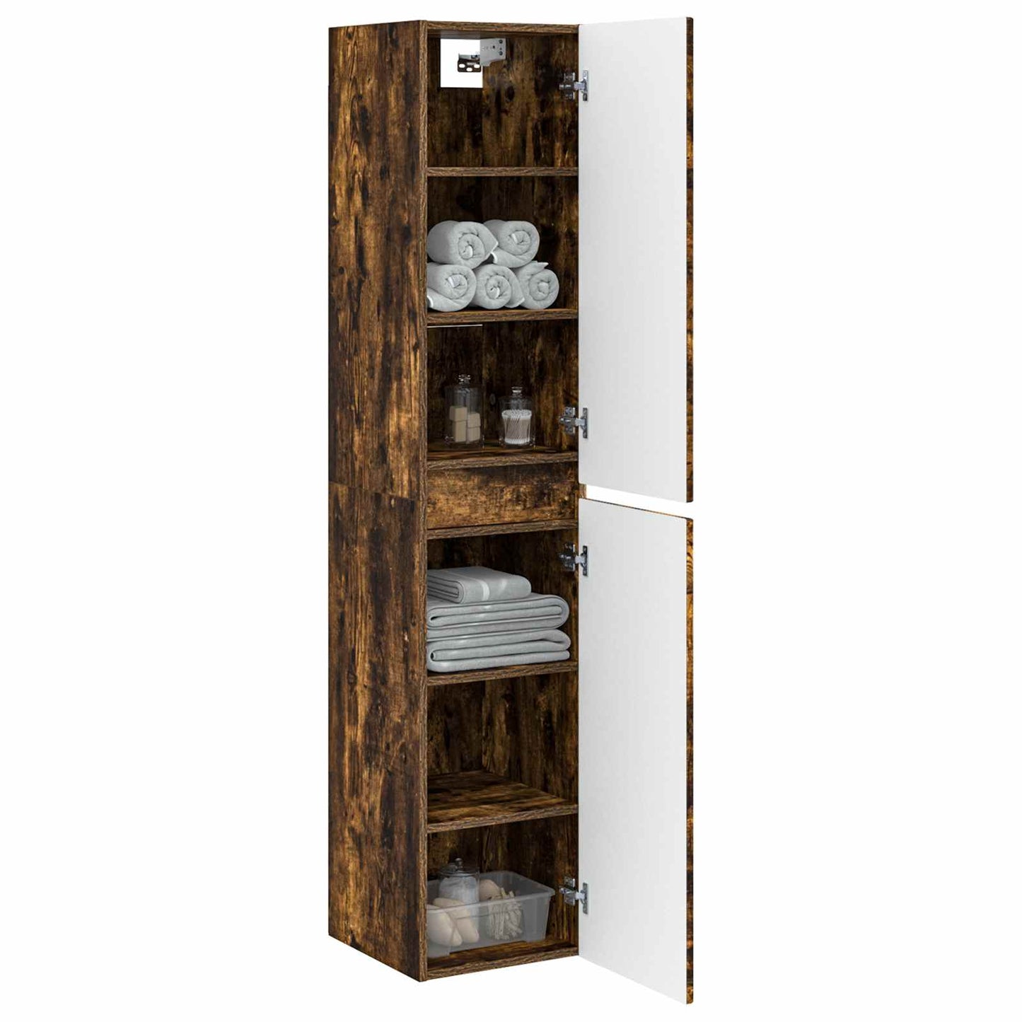 Wall-mounted Bathroom Cabinet Smoked Oak 33 x 34.5 x 160 cm