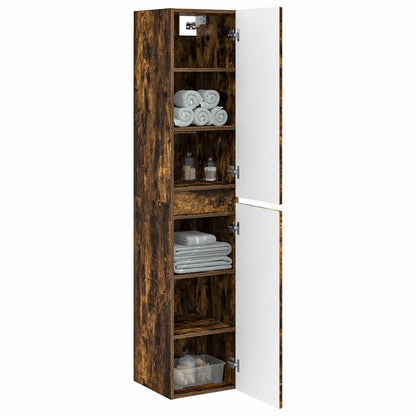 Wall-mounted Bathroom Cabinet Smoked Oak 33 x 34.5 x 160 cm