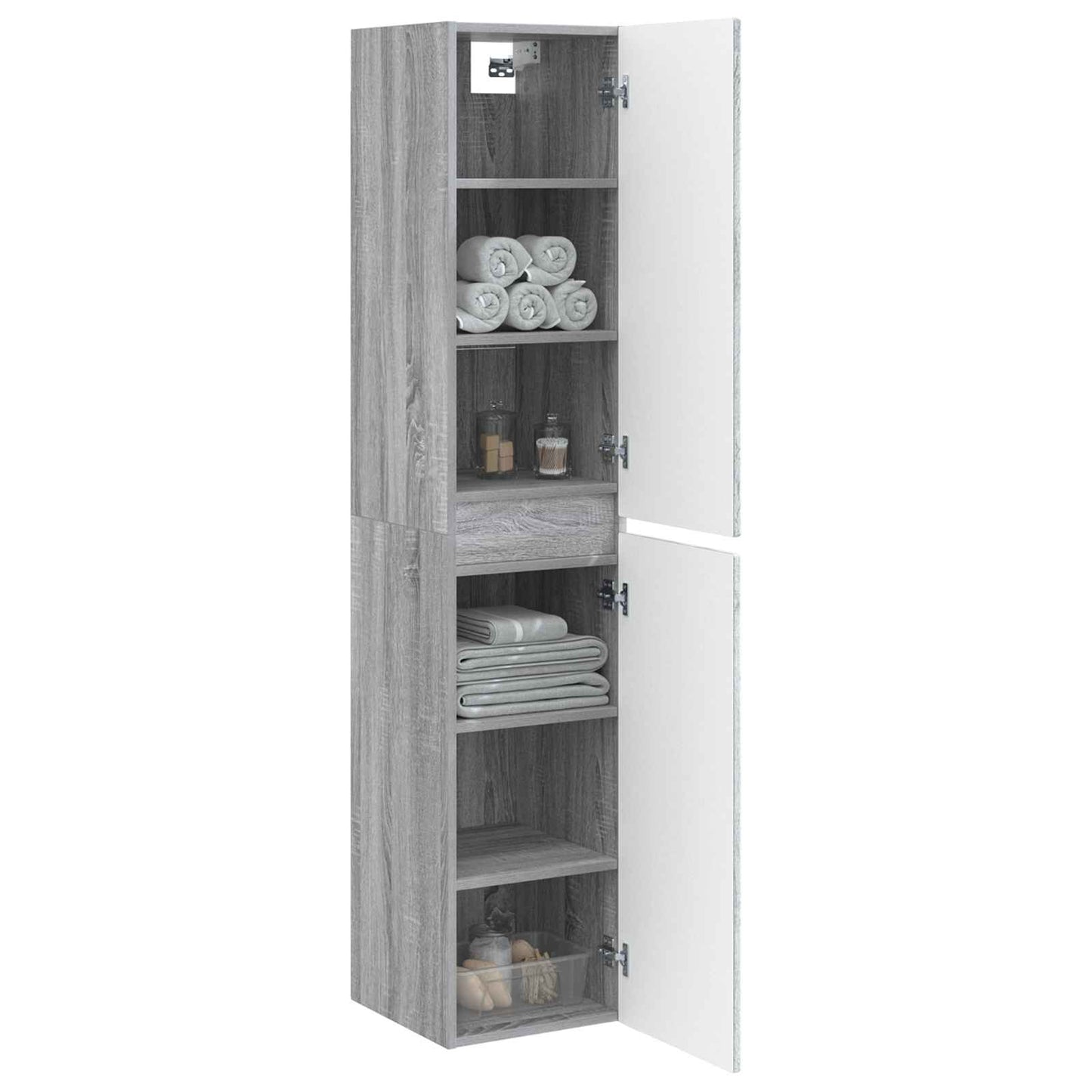 Wall-mounted Bathroom Cabinet Grey Sonoma 33 x 34.5 x 160 cm