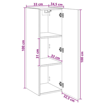 Wall-mounted Bathroom Cabinet White 33 x 34.5 x 100 cm