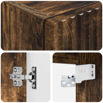 Wall-mounted Bathroom Cabinet Smoked Oak 33 x 34.5 x 100 cm