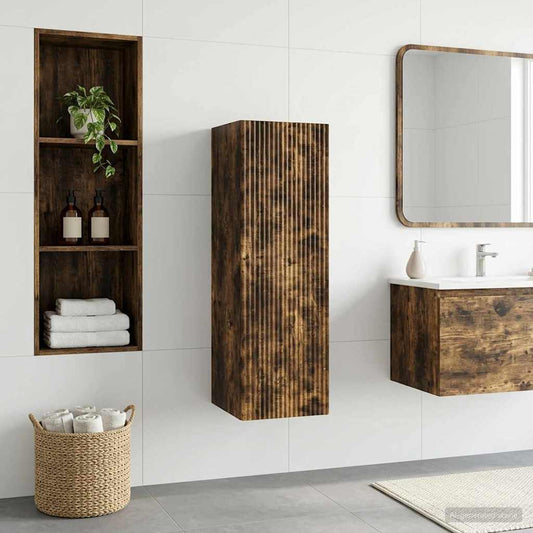 Wall-mounted Bathroom Cabinet Smoked Oak 33 x 34.5 x 100 cm