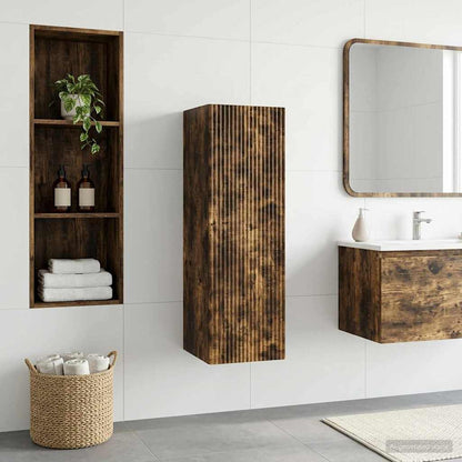 Wall-mounted Bathroom Cabinet Smoked Oak 33 x 34.5 x 100 cm