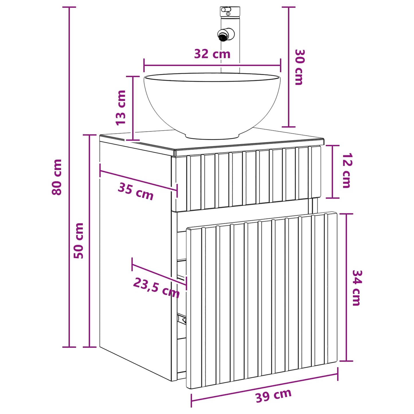 Wall-mounted Sink Vanity Black 39 x 35 x 63 cm Engineered Wood