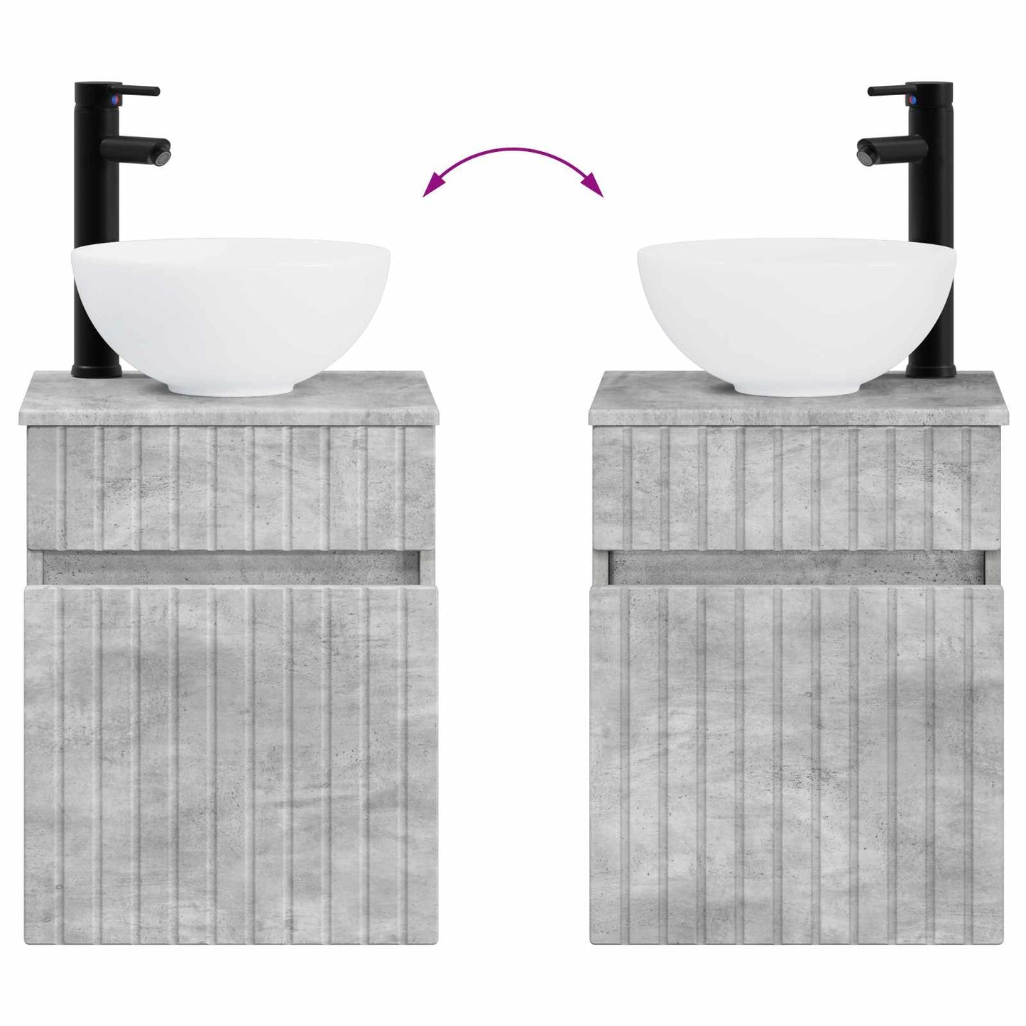 Wall-mounted Sink Vanity Concrete Grey 39 x 35 x 63 cm