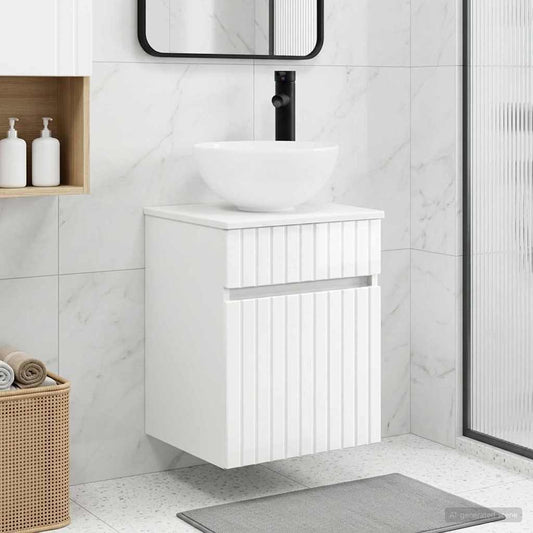 Wall-mounted Sink Vanity High Gloss White 39 x 35 x 63 cm