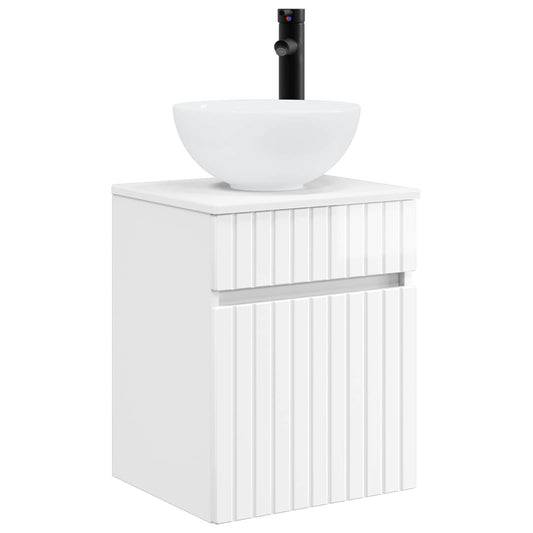 Wall-mounted Sink Vanity High Gloss White 39 x 35 x 63 cm