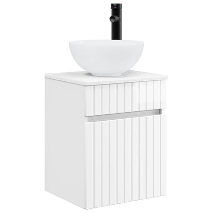 Wall-mounted Sink Vanity High Gloss White 39 x 35 x 63 cm