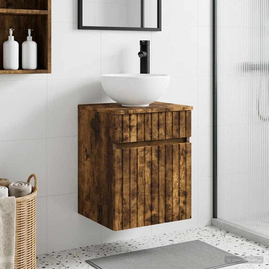 Wall-mounted Sink Vanity Smoked Oak 39 x 35 x 63 cm