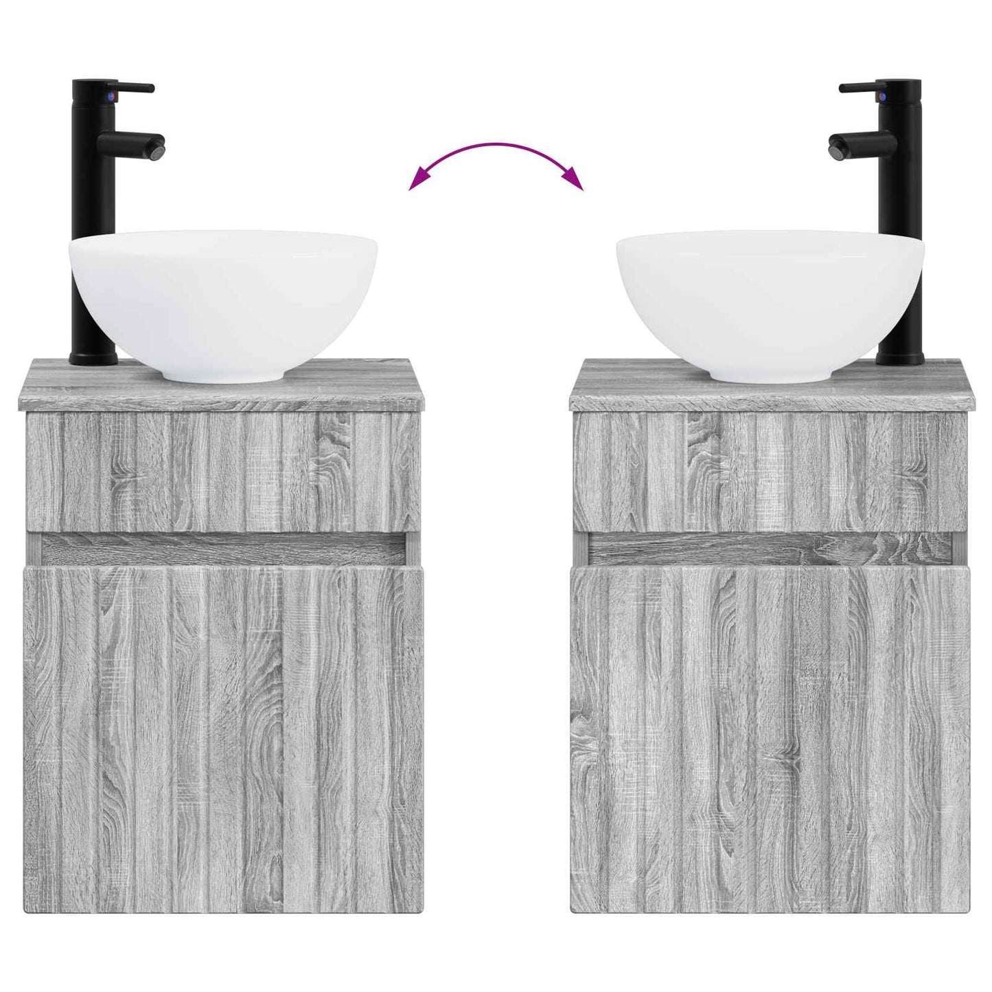 Wall-mounted Sink Vanity Grey Sonoma 39 x 35 x 63 cm