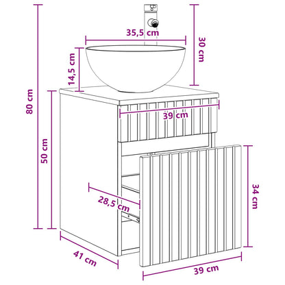 Wall-mounted Sink Vanity Black 39 x 41 x 64.5 cm