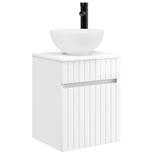 Wall-mounted Sink Vanity High Gloss White 39 x 41 x 64.5 cm