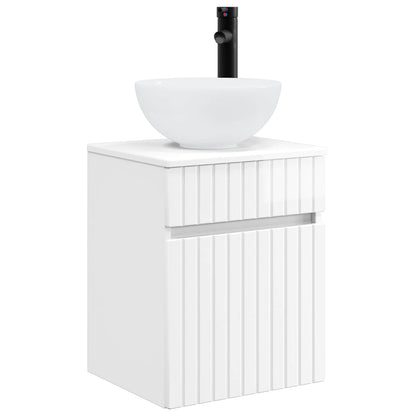Wall-mounted Sink Vanity High Gloss White 39 x 41 x 64.5 cm