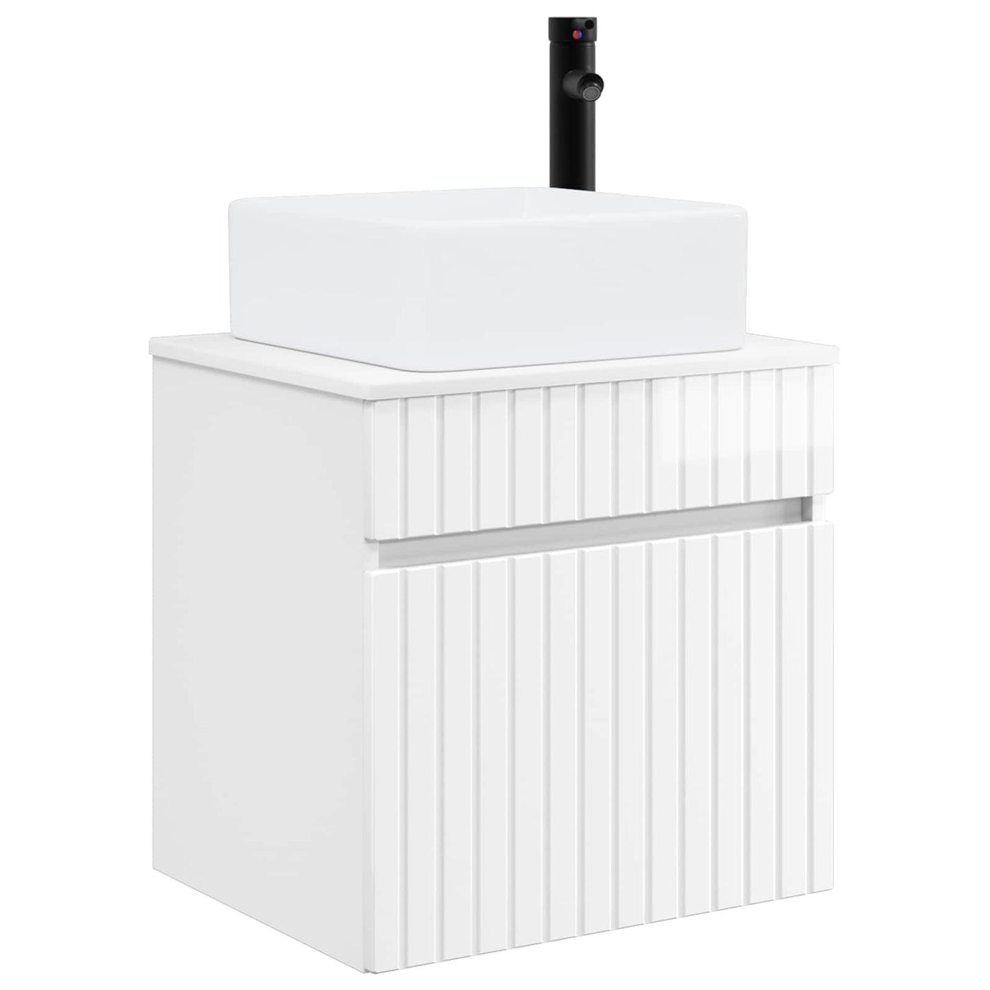 Wall-mounted Sink Vanity High Gloss White 49 x 41 x 63 cm