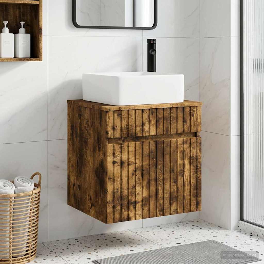 Wall-mounted Sink Vanity Smoked Oak 49 x 41 x 63 cm