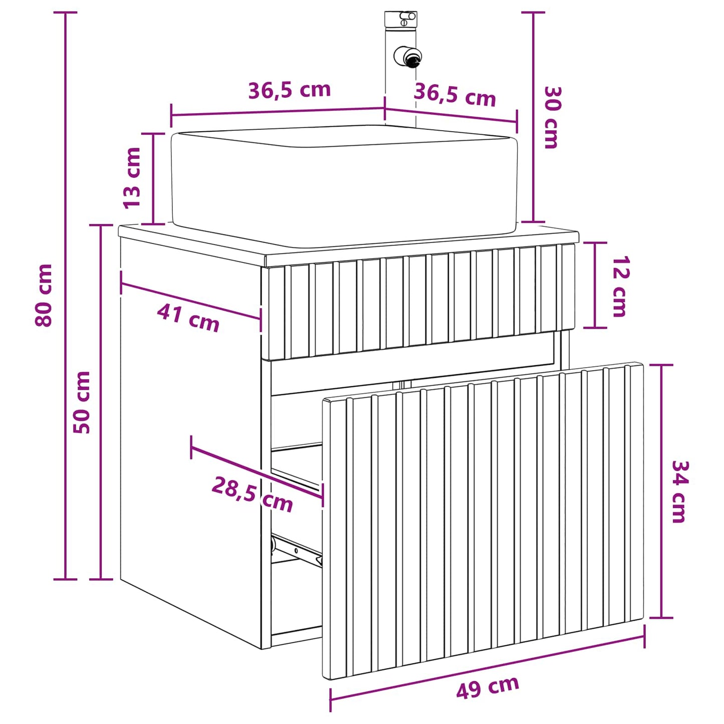 Wall-mounted Sink Vanity Grey Sonoma 49 x 41 x 63 cm