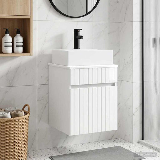Wall-mounted Sink Vanity High Gloss White 39 x 41 x 62.5 cm