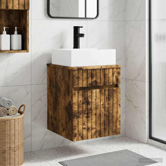Wall-mounted Sink Vanity Smoked Oak 39 x 41 x 62.5 cm