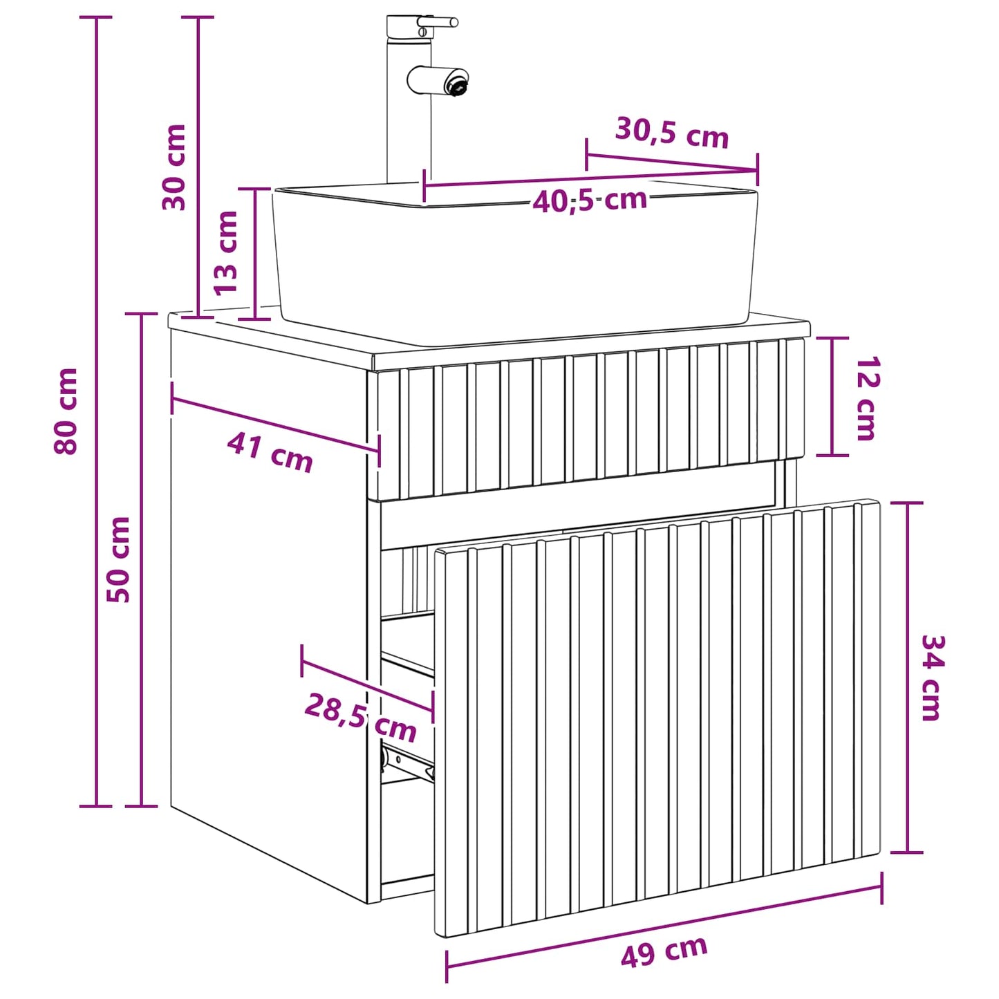 Wall-mounted Sink Vanity Smoked Oak 49 x 41 x 63 cm