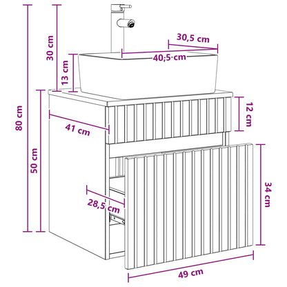 Wall-mounted Sink Vanity Grey Sonoma 49 x 41 x 63 cm