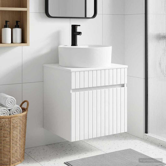 Wall-mounted Sink Vanity High Gloss White 49 x 44.5 x 65 cm
