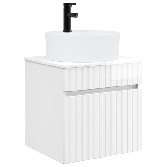 Wall-mounted Sink Vanity High Gloss White 49 x 44.5 x 65 cm