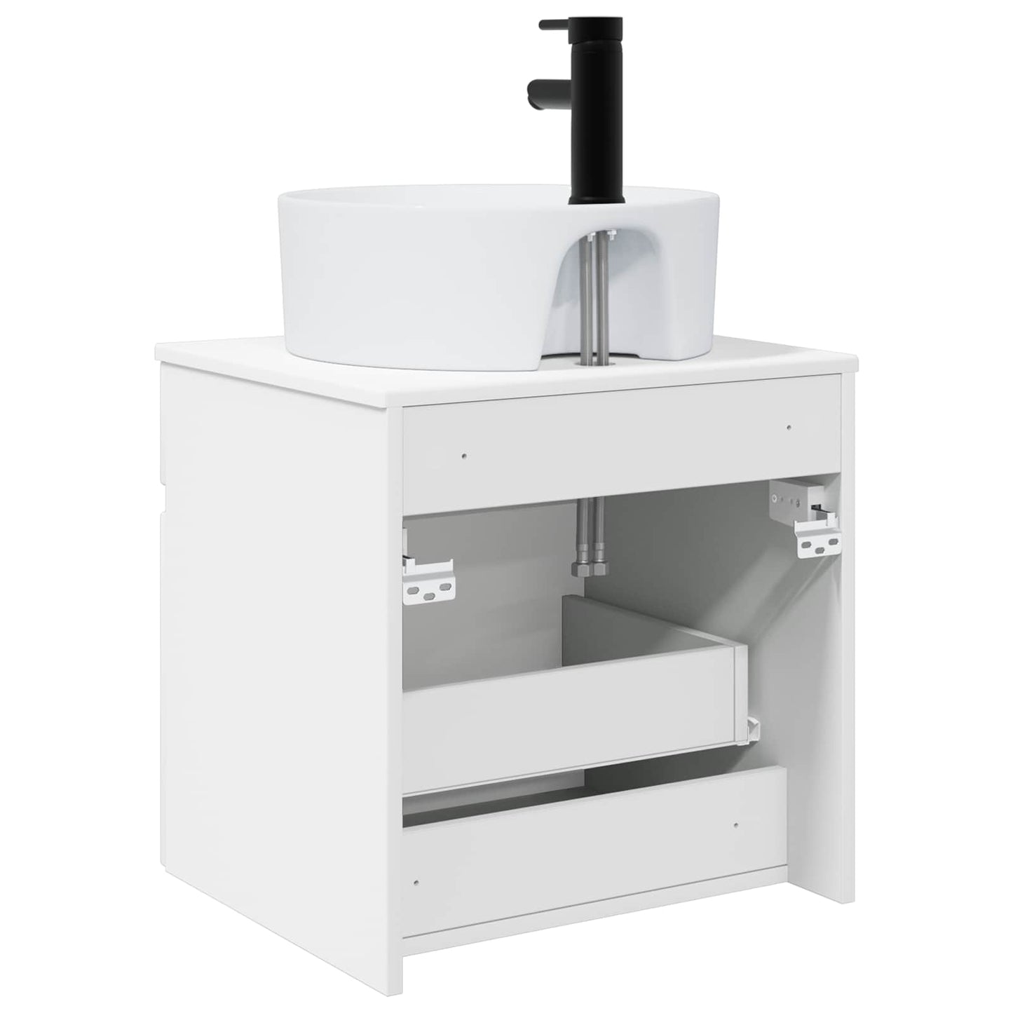 Wall-mounted Sink Vanity High Gloss White 49 x 44.5 x 65 cm