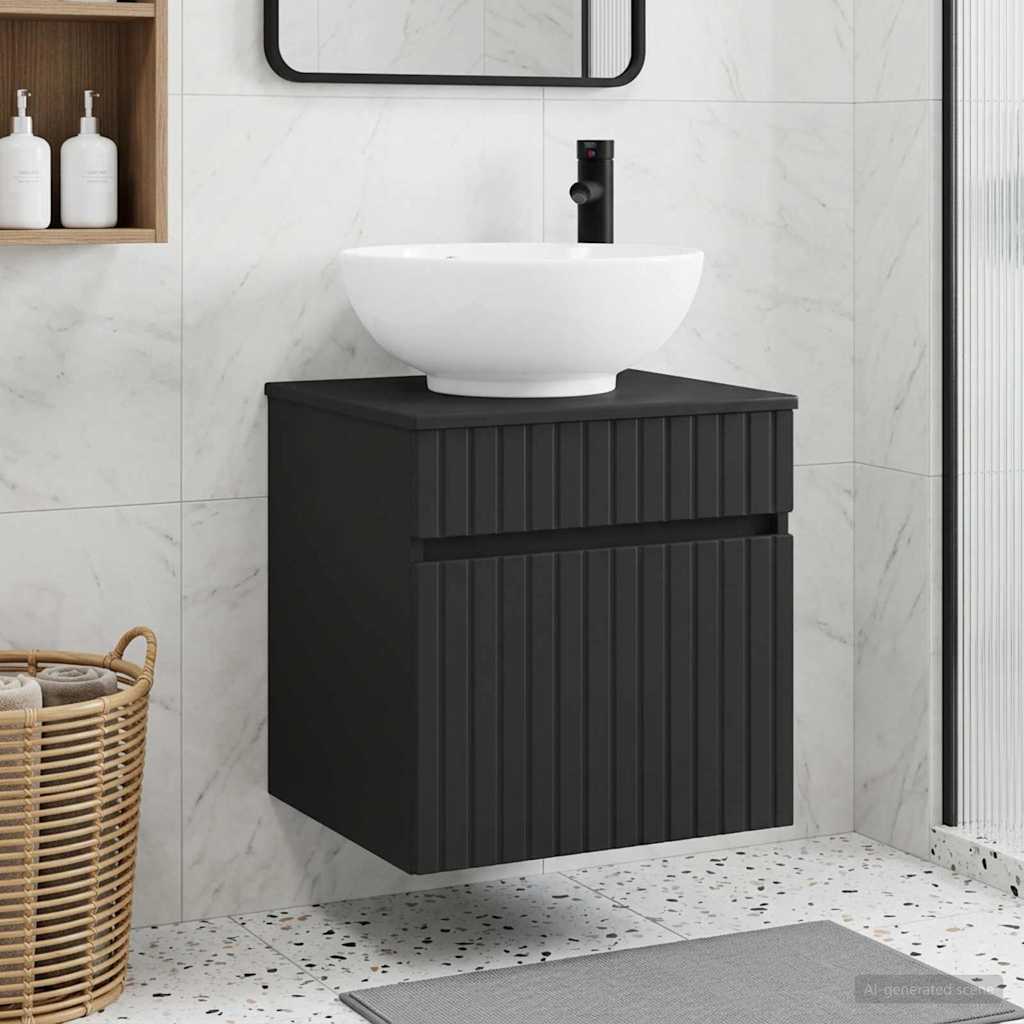 Wall-mounted Sink Vanity Black 49 x 44.5 x 66.5 cm