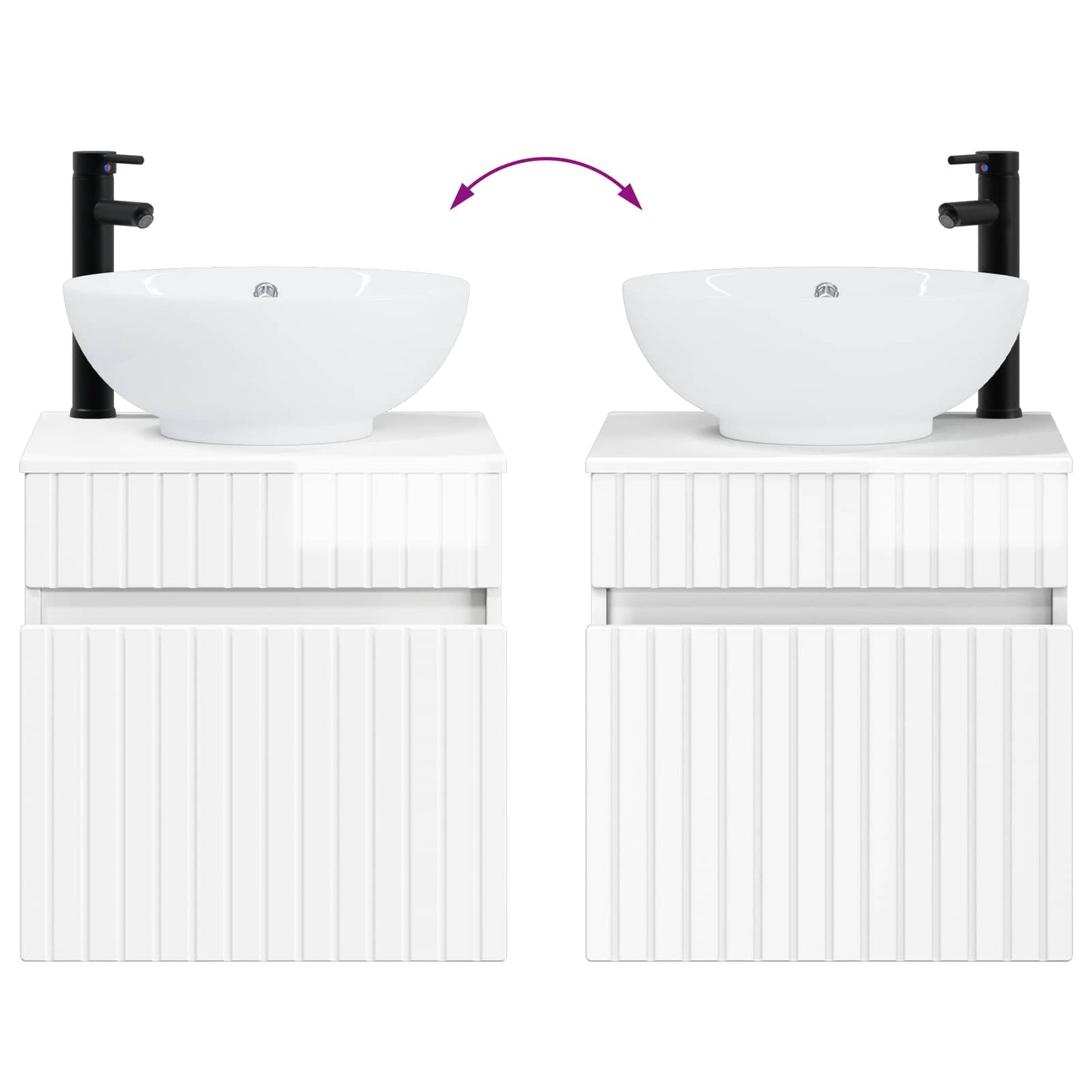 Wall-mounted Sink Vanity High Gloss White 49 x 44.5 x 66.5 cm