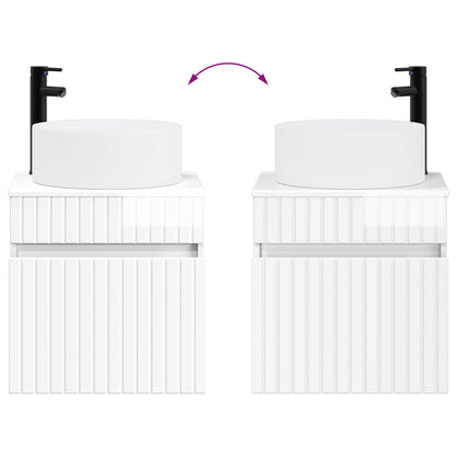 Wall-mounted Sink Vanity High Gloss White 49 x 44.5 x 65.5 cm