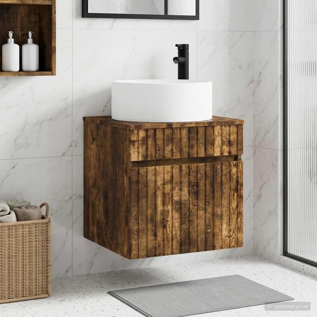 Wall-mounted Sink Vanity Smoked Oak 49 x 44.5 x 65.5 cm
