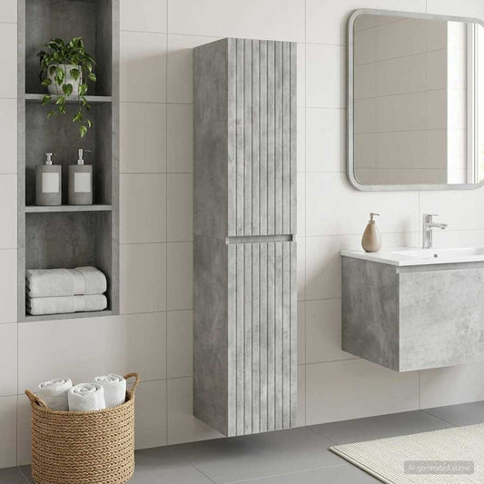 Wall-mounted Bathroom Cabinet Concrete Grey 33 x 34.5 x 160 cm