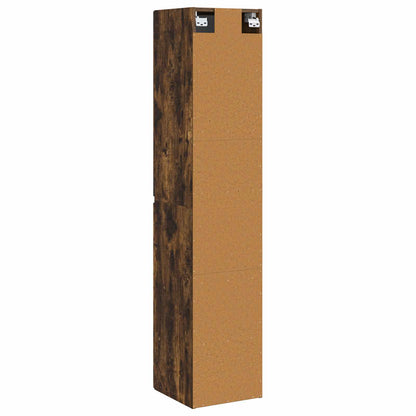 Wall-mounted Bathroom Cabinet Smoked Oak 33 x 34.5 x 160 cm