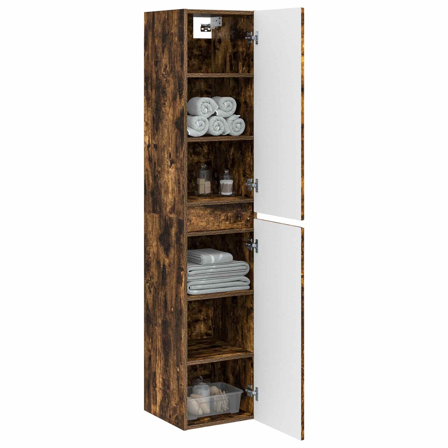 Wall-mounted Bathroom Cabinet Smoked Oak 33 x 34.5 x 160 cm