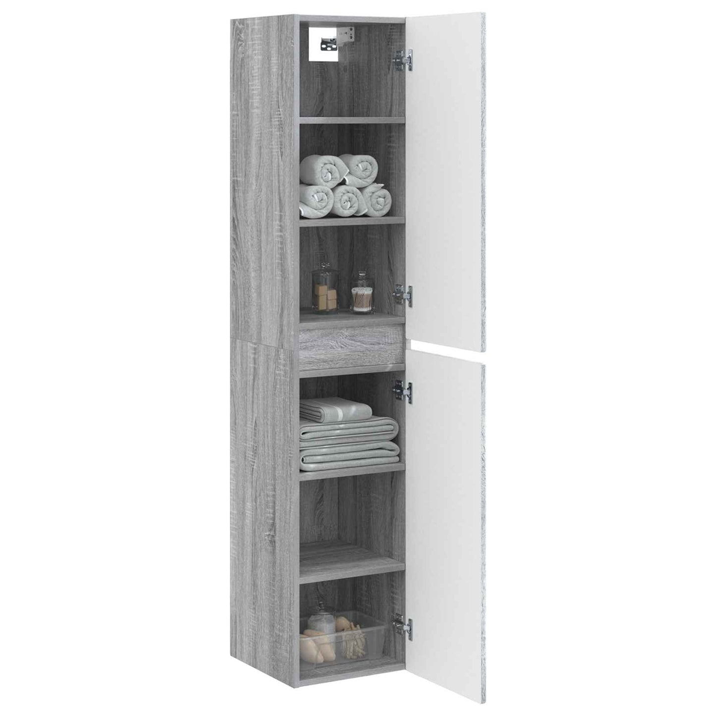 Wall-mounted Bathroom Cabinet Grey Sonoma 33 x 34.5 x 160 cm