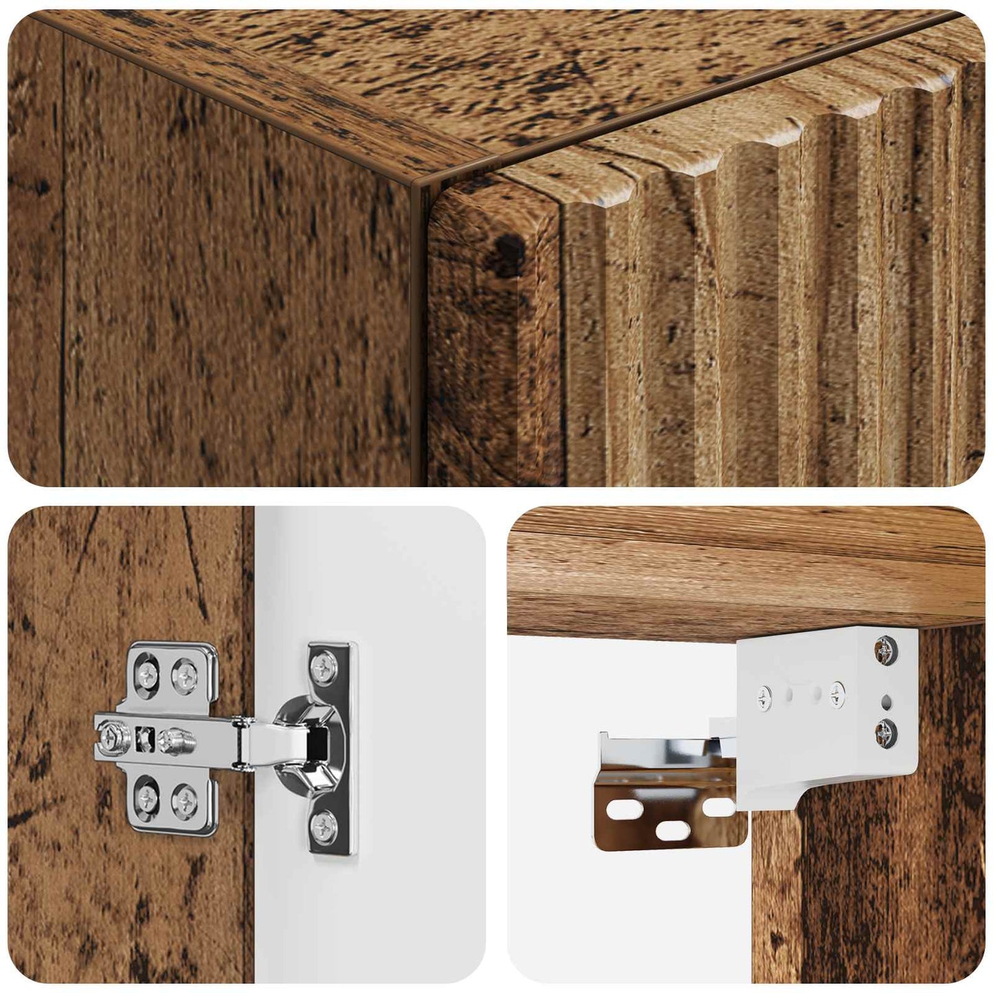 Wall-mounted Bathroom Cabinet Old Wood 33 x 34.5 x 160 cm