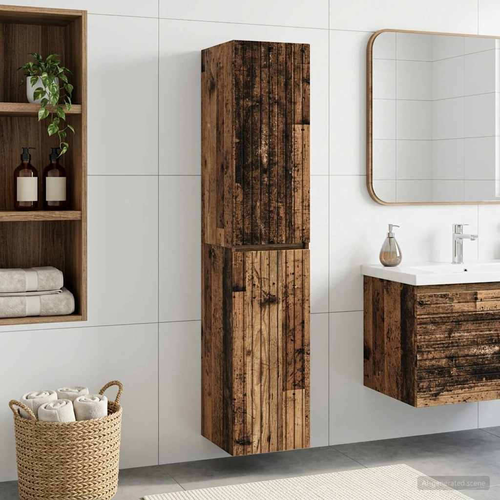 Wall-mounted Bathroom Cabinet Old Wood 33 x 34.5 x 160 cm