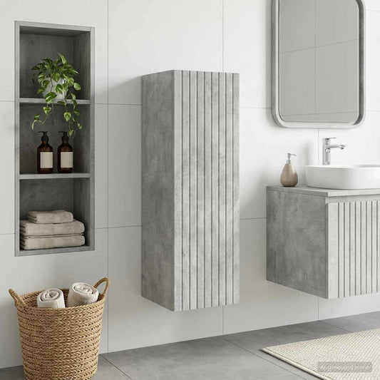 Wall-mounted Bathroom Cabinet Concrete Grey 33 x 34.5 x 100 cm
