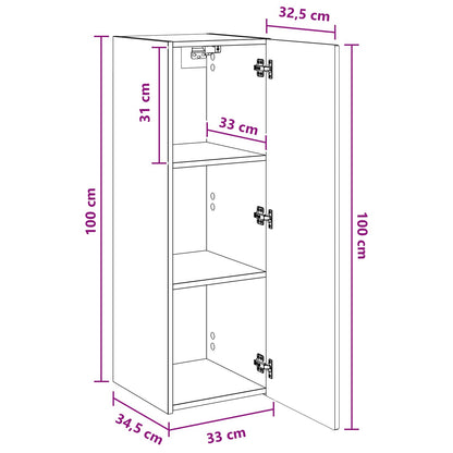 Wall-mounted Bathroom Cabinet Concrete Grey 33 x 34.5 x 100 cm