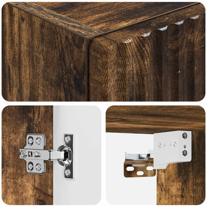 Wall-mounted Bathroom Cabinet Smoked Oak 33 x 34.5 x 100 cm