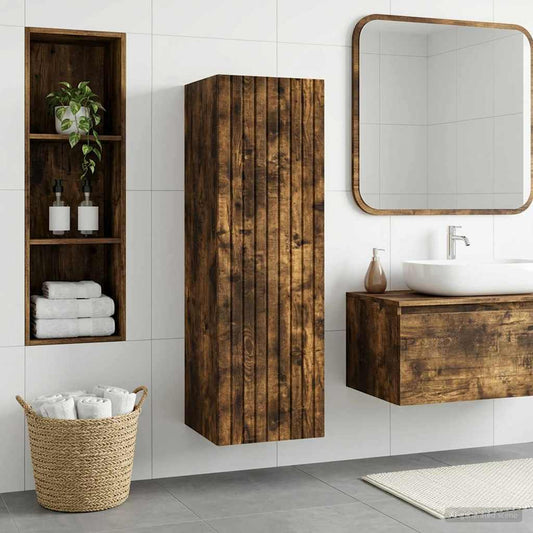 Wall-mounted Bathroom Cabinet Smoked Oak 33 x 34.5 x 100 cm