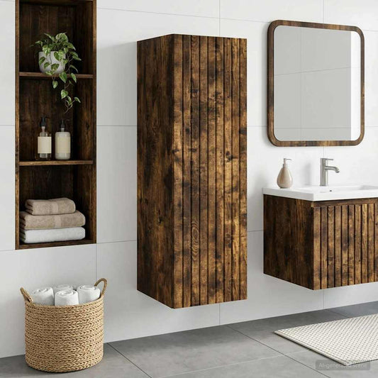 Wall-mounted Bathroom Cabinet Smoked Oak 33 x 34.5 x 60 cm
