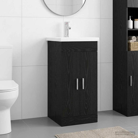 Bathroom Vanity with Sink Black Oak 42 x 40 x 84.5 cm