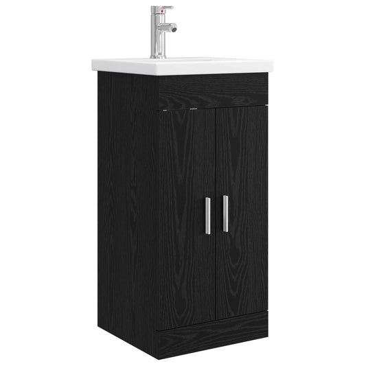 Bathroom Vanity with Sink Black Oak 42 x 40 x 84.5 cm
