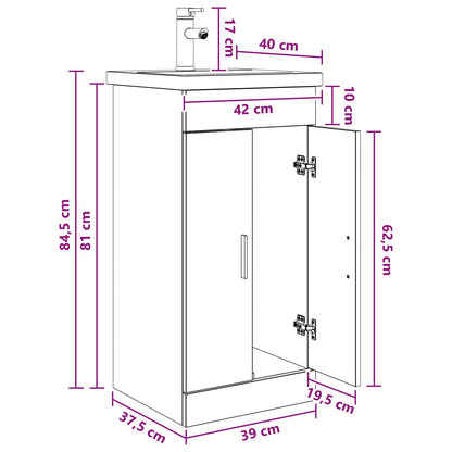 Bathroom Vanity with Sink Black Oak 42 x 40 x 84.5 cm
