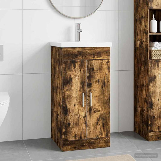 Bathroom Vanity with Sink Smoked Oak 42 x 40 x 84.5 cm