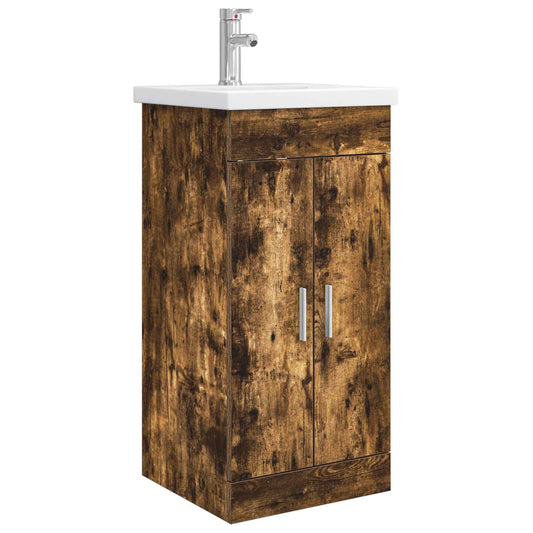 Bathroom Vanity with Sink Smoked Oak 42 x 40 x 84.5 cm
